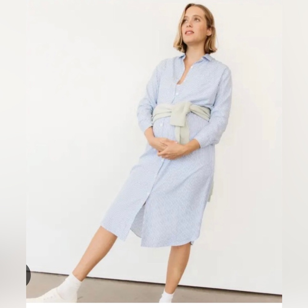 Light Blue Stripe Shirt Dress - Women